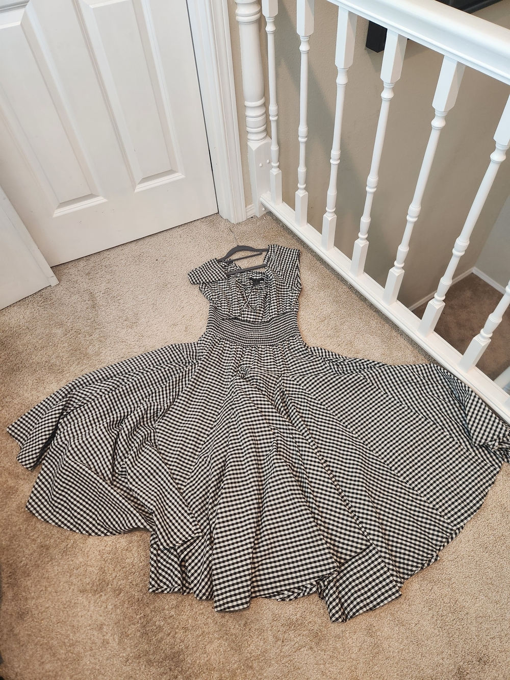 Unique Grace Elements Black and White Gingham Tie-Front Dress With Full Skirt